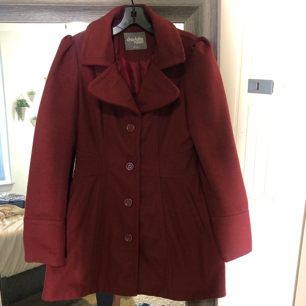 Burgundy pea coat